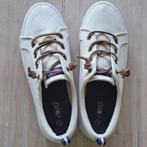 Tecs Canvas Slip-On Breathable Yellow Sneakers Comfort Causal Unisex Brown Laces